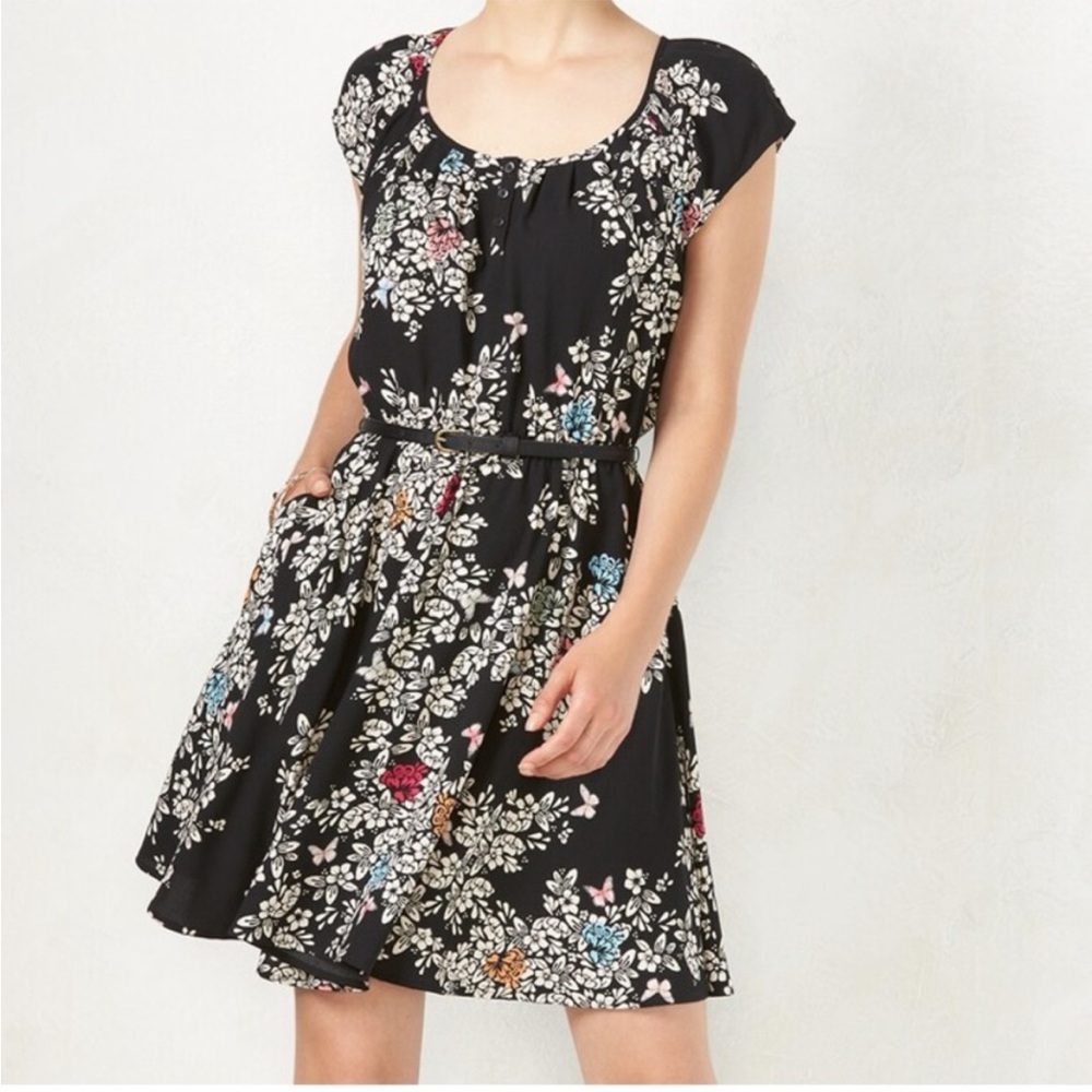 LC Lauren Conrad Black/Floral Dress
